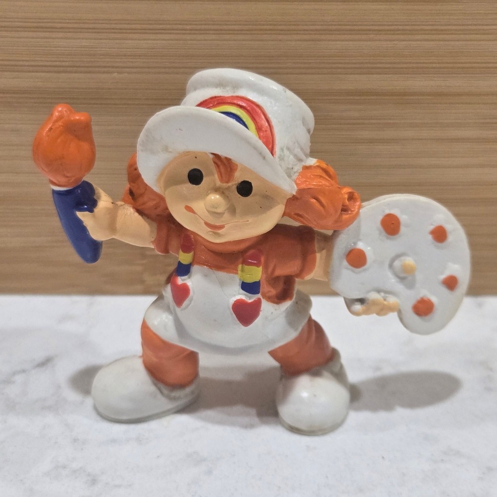Rainbow Kids Orange Artist PVC Figure Paint Brush Palette Vintage Collectible